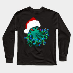 Santa Cthulhu with lights Long Sleeve T-Shirt